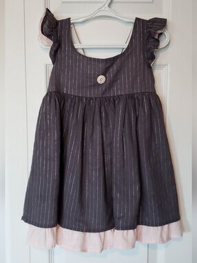 Well Dressed Wolf Girls Size 3 Gray Pinstripe Faith Dress EUC